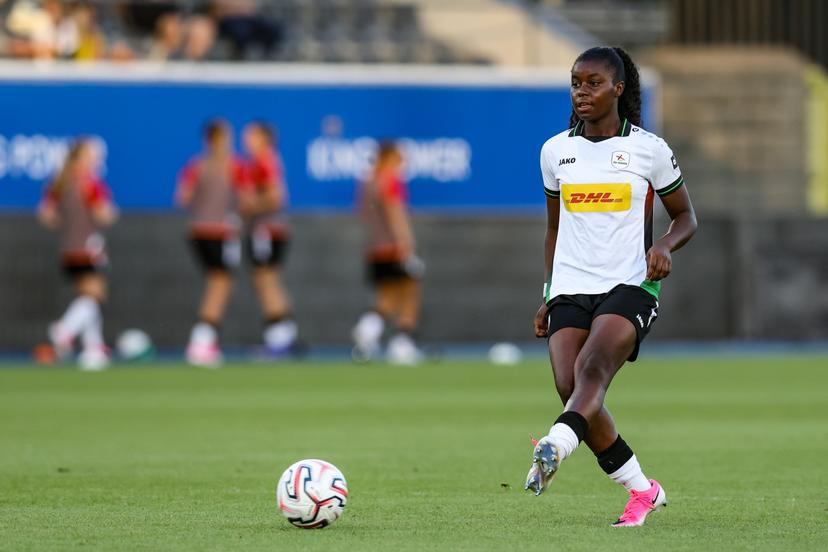 OHL Women's Kadhiya De Ceuster is pictured in action during a game between Oud-Heverlee Leuven Women and Serbian club TSC Backa Topola, Wednesday 5th of August 2026, in Leuven, a second round qualification game in the UEFA Women's Champions League. BELGA PHOTO BRUNO FAHY