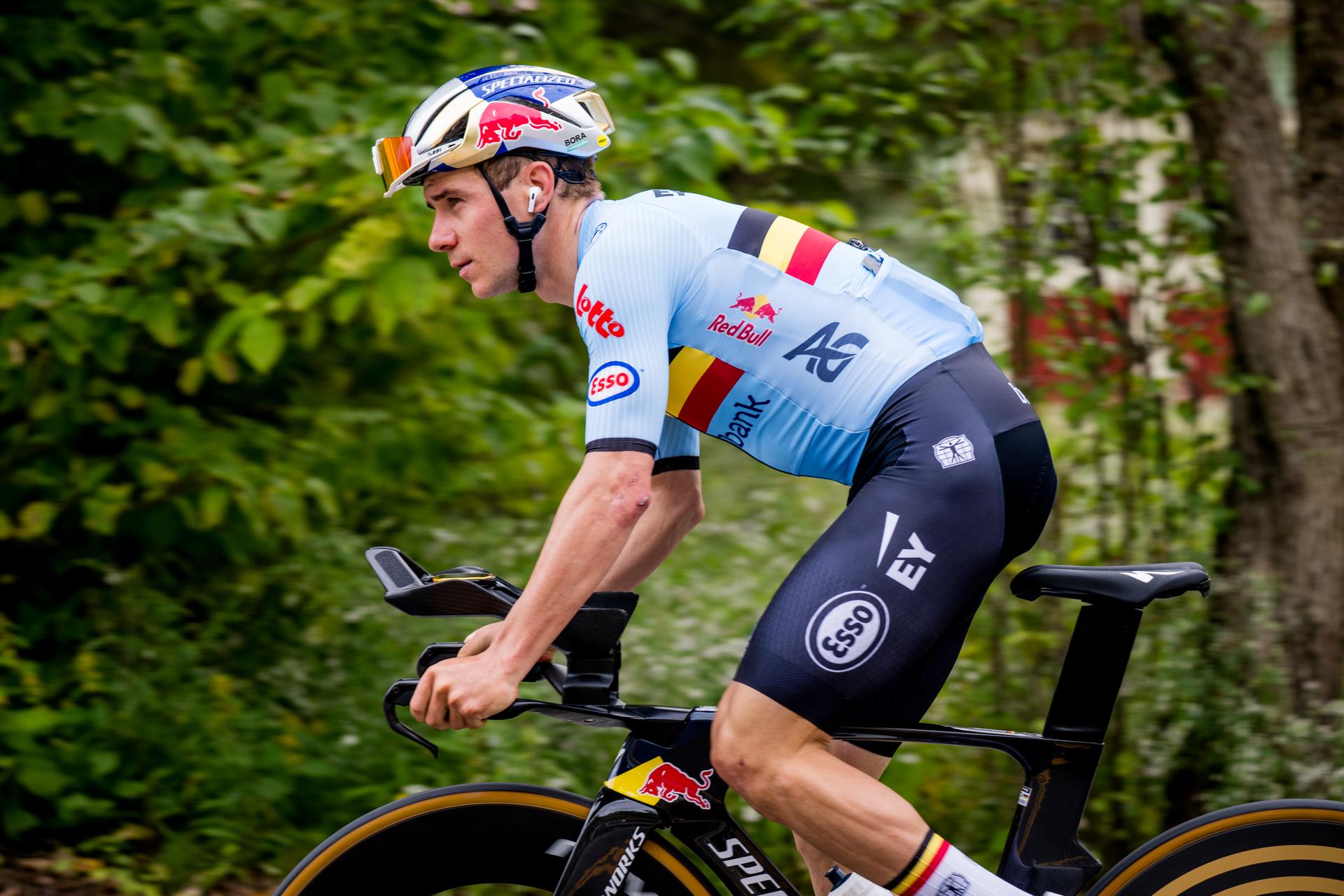 Belgian Remco Evenepoel in action during a training session before the cycling World Championship, in Bromont, Canada, Thursday 17 September 2026. The road world championships are taking place from 20 to 27 September, in Montreal, Canada. BELGA PHOTO JASPER JACOBS