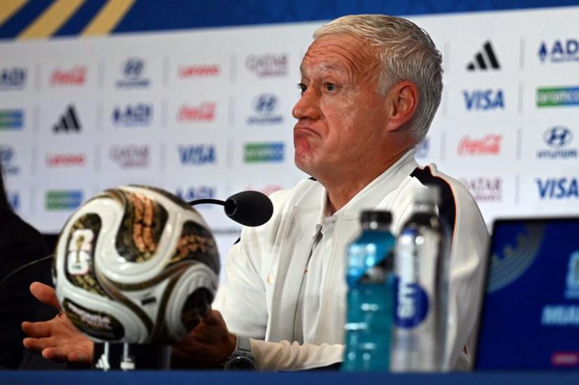 France's head coach Didier Deschamps gives a MD-1 press conference on the eve of the 2026 World Cup football tournament third-place match between France and England at the Miami Stadium in Miami on July 17, 2026. CHANDAN KHANNA / AFP