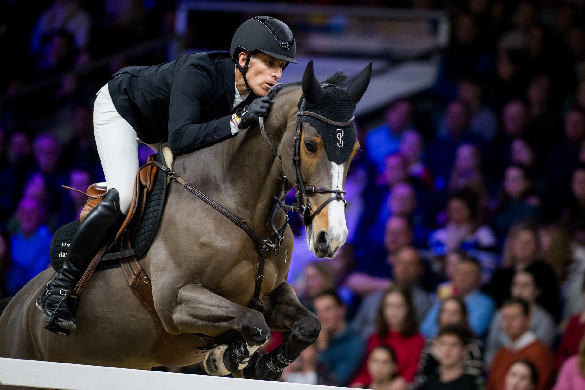 rider Henrik von Eckermann with Iliana pictured in action during the FEI World Cup Jumping competition at the 'Vlaanderens Kerstjumping - Memorial Eric Wauters' equestrian event in Mechelen on Saturday 30 December 2023. BELGA PHOTO JASPER JACOBS