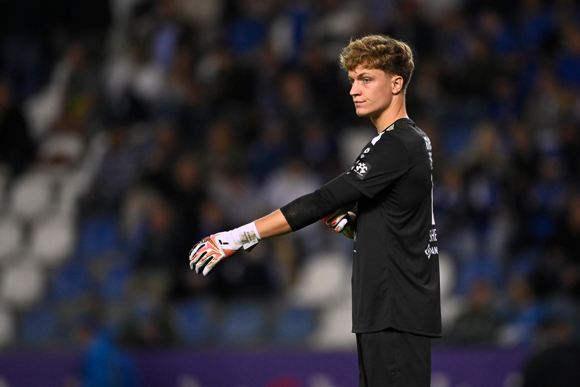 Beveren's goalkeeper Johannes Schenk pictured during a soccer match between KRC Genk and SK Beveren, Friday 28 August 2026 in Genk, on day 4 of the 2026-2027 'Jupiler Pro League' first division of the Belgian championship. BELGA PHOTO JOHAN EYCKENS