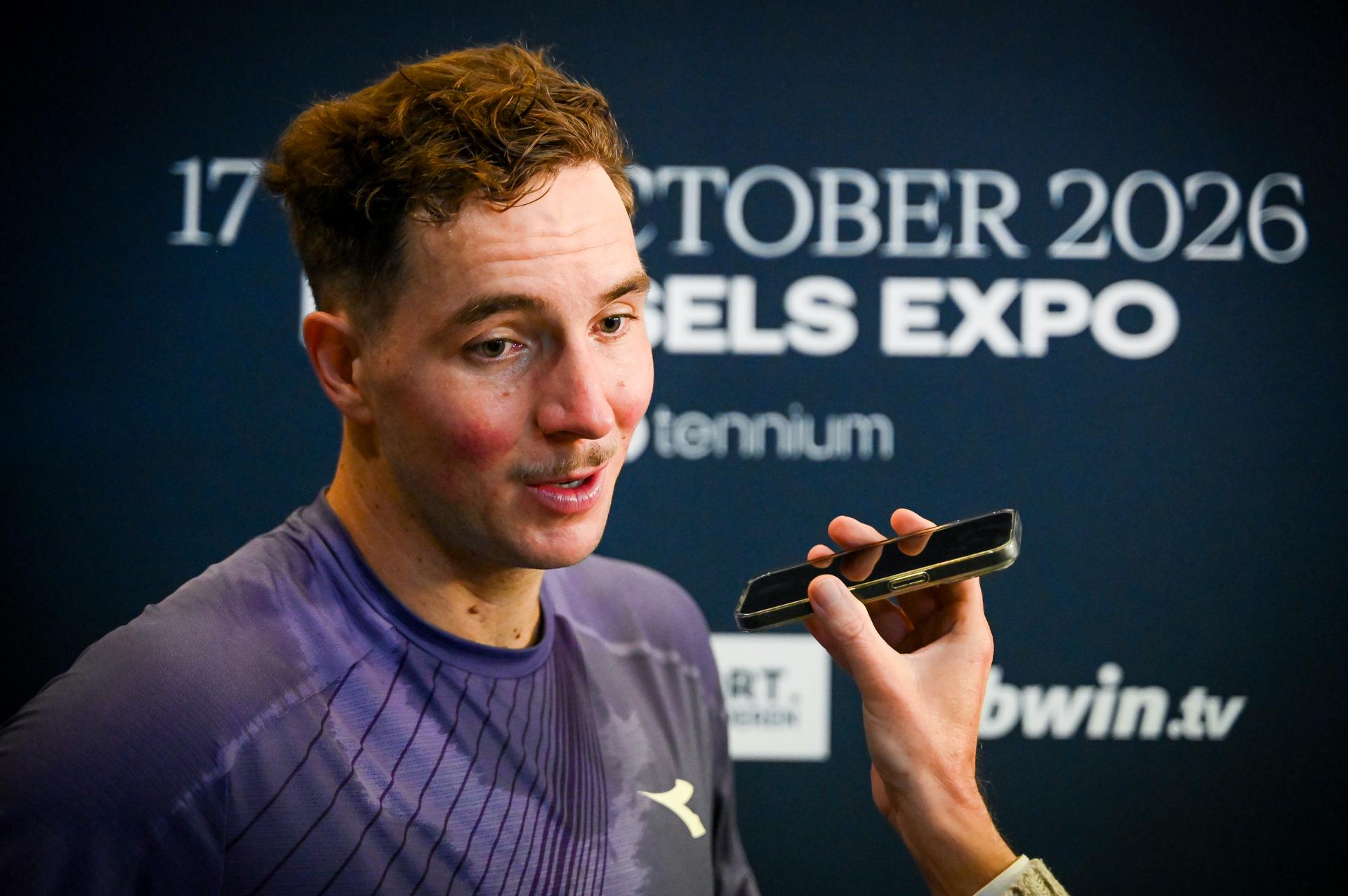 German Jan-Lennard Struff is being interviewed after winning the semi final of the European Open ATP tennis tournament in Brussels, on Saturday 24 October 2026. This year's edition of the tournament is taking place from 17 to 25 October BELGA PHOTO ELIAS ROM