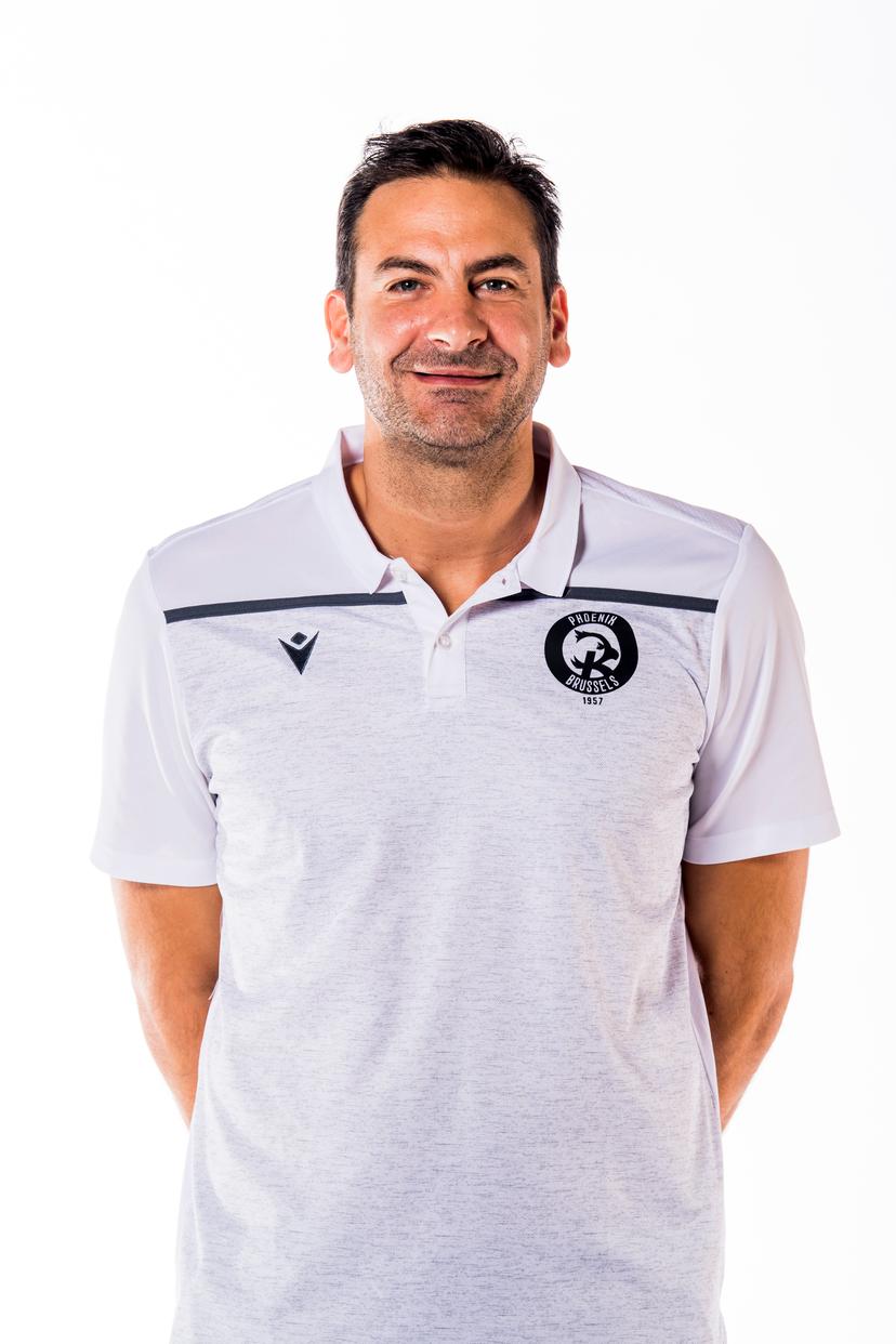 assisten coach Phivos Livaditis poses at a photoshoot of Belgian Basketball team Phoenix Brussels, ahead of the 2020-2021 EuroMillions League, Friday 09 October 2020 in Brussels. BELGA PHOTO JASPER JACOBS
