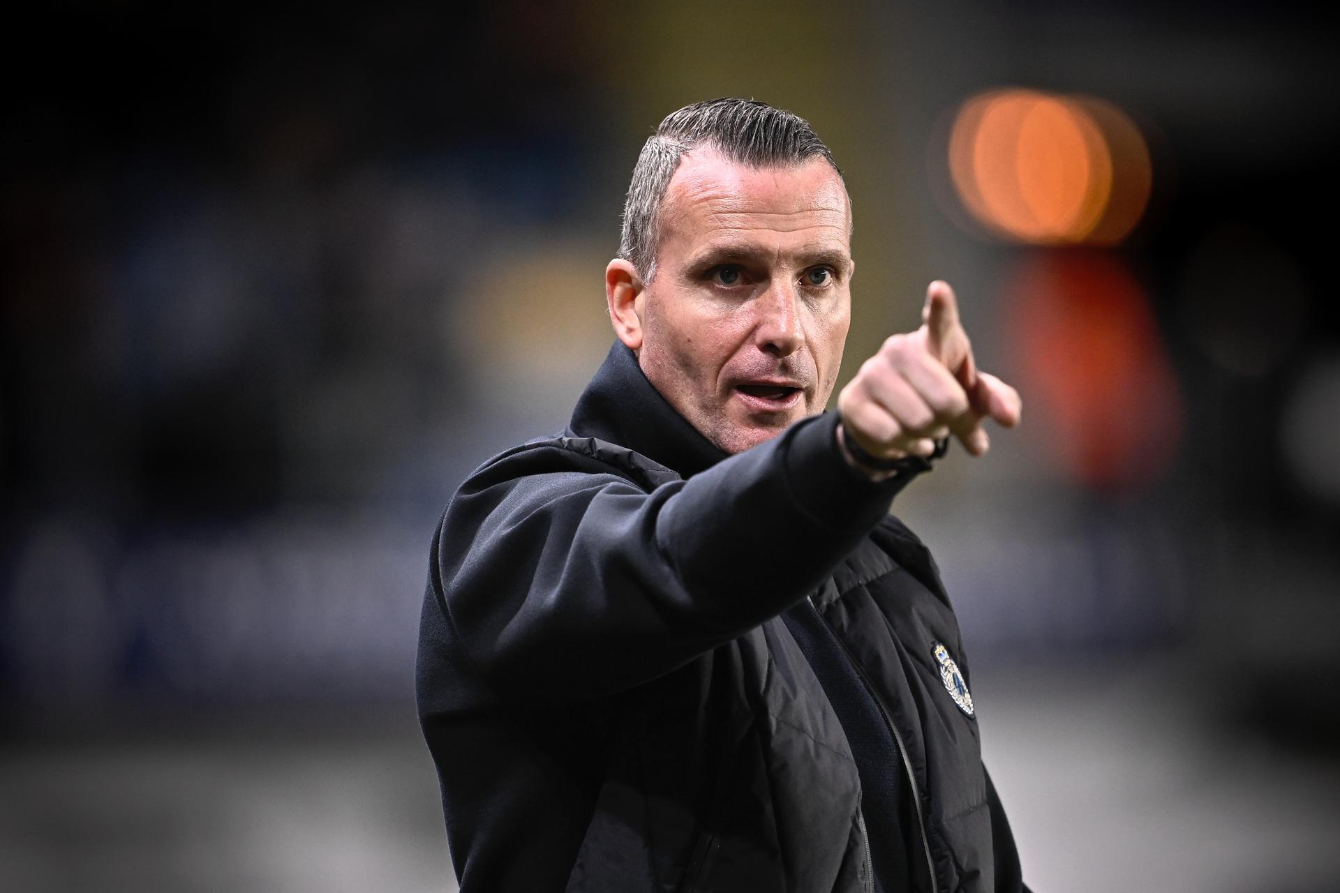 Club's head coach Nicky Hayen pictured during a soccer match between Sint-Truidense V.V. and Club Brugge, Saturday 06 December 2025 in Sint-Truiden, on day 17 of the 2025-2026 'Jupiler Pro League' first division of the Belgian championship. BELGA PHOTO JOHAN EYCKENS