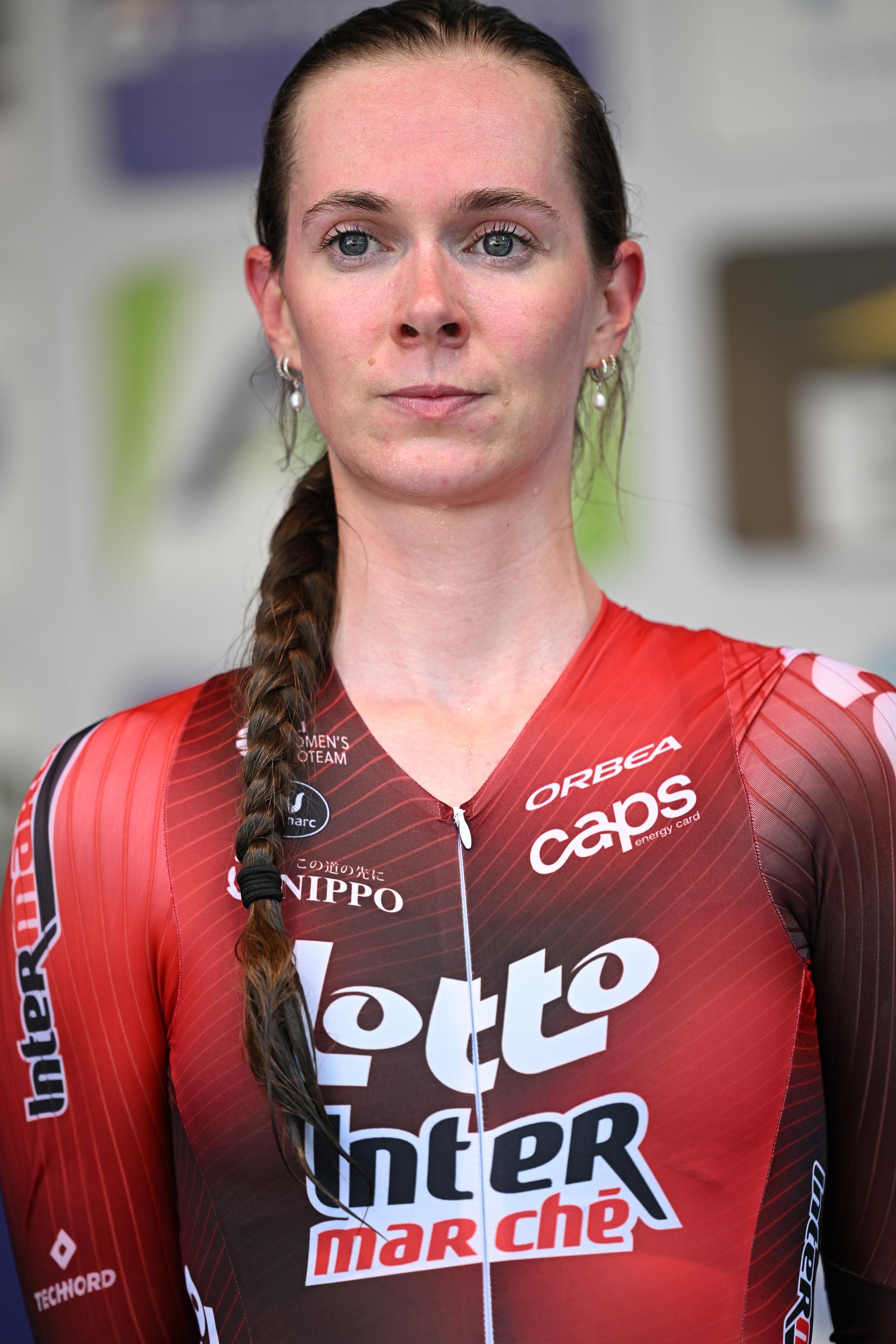 Elite Women Sandrine Tas pictured after the women's elite individual road time trial race (20,5km) at the Belgian Cycling Championships, in Maarkedal, on Friday 26 June 2026. BELGA PHOTO DAVID PINTENS
