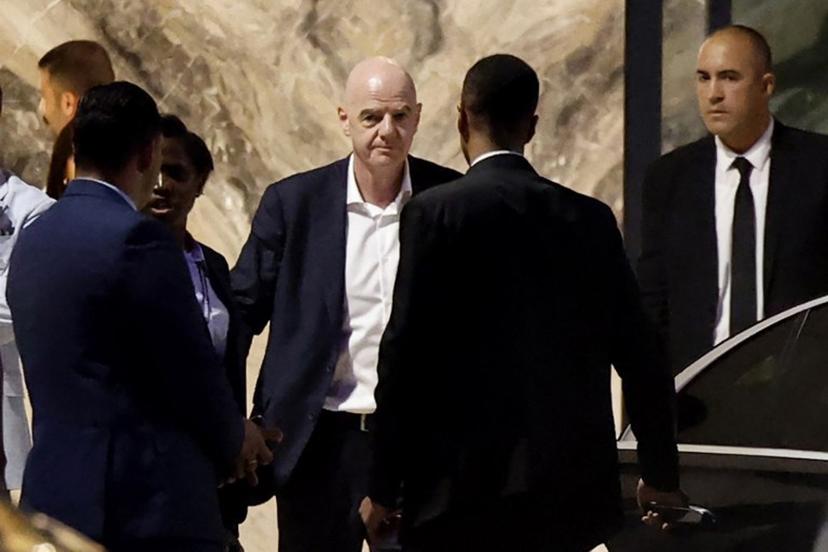 FIFA President Gianni Infantino (C) leaves Al-Madina Stadium in Rabat following the 2026 Women's Africa Cup of Nations match between Malawi and Zambia on August 5, 2026. Infantino, under fire for a now shelved plan to open the World Cup to private investment, earlier held emergency talks in Morocco with directors of the world football governing body. FIFA then issued an apology while reaffirming its "full support" for Infantino. In a statement, the leadership acknowledged "that errors were also made after the proposal was leaked to media". Abdel Majid BZIOUAT / AFP