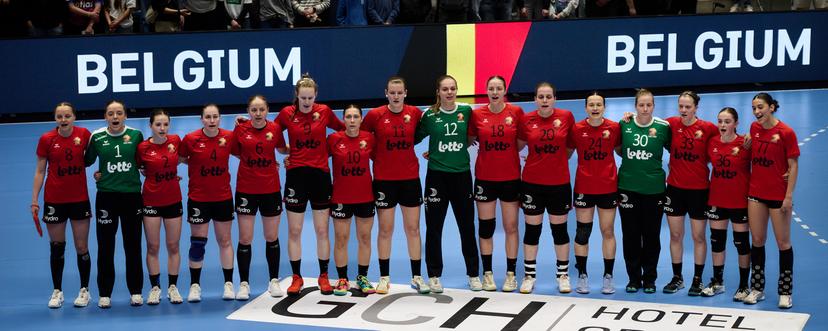 ATTENTION EDITORS - HAND OUT PICTURES - EDITORIAL USE WITH STORY ON HANDBALL ONLY - MANDATORY CREDIT ALAIN DECAMPS - Hand out pictures released by Alain Decamps shows the team during the handball game between the Black Arrows, Belgium national women handball team, and Germany, a qualifier of European Championship, 2nd round, Group 3, matchday 6 on Sunday 12 April 2026 in Hamm, Germany. HAND OUT - ALAIN DECAMPS Belga and Belga Editorial Board decline all responsibility regarding the content of this picture.