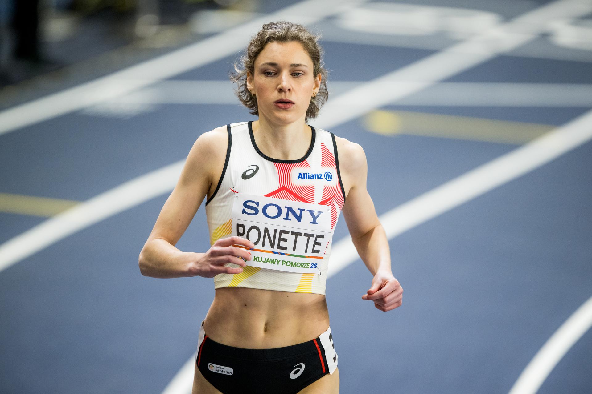 Belgian Helena Ponette pictured in action during the women's 400m, at the first day of the World Athletics Indoor Championship in Torun, Poland on Friday 20 March 2026. The championships take place from 20 to 22 March. BELGA PHOTO JASPER JACOBS