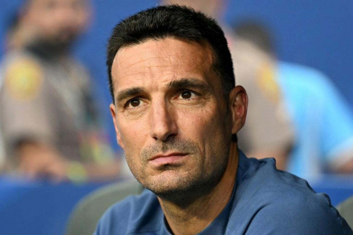 Argentina's head coach Lionel Scaloni looks on ahead of the 2026 World Cup round of 32 football match between Argentina and Cape Verde at the Miami Stadium in Miami Gardens on July 3, 2026. CHANDAN KHANNA / AFP