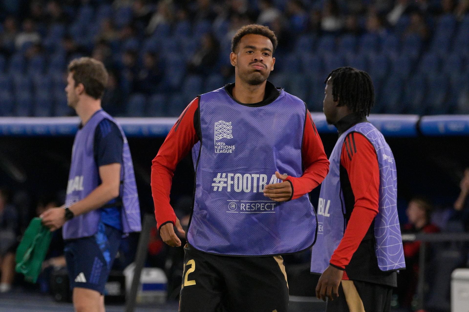 Belgium's Cyril Ngonge during the UEFA Nations League 2024/25 Group 2 qualification football match between Italy and Belgium at the Olimpico stadium in Rome on October 10, 2021. (Photo by Fabrizio Corradetti / LaPresse) BENELUX ONLY