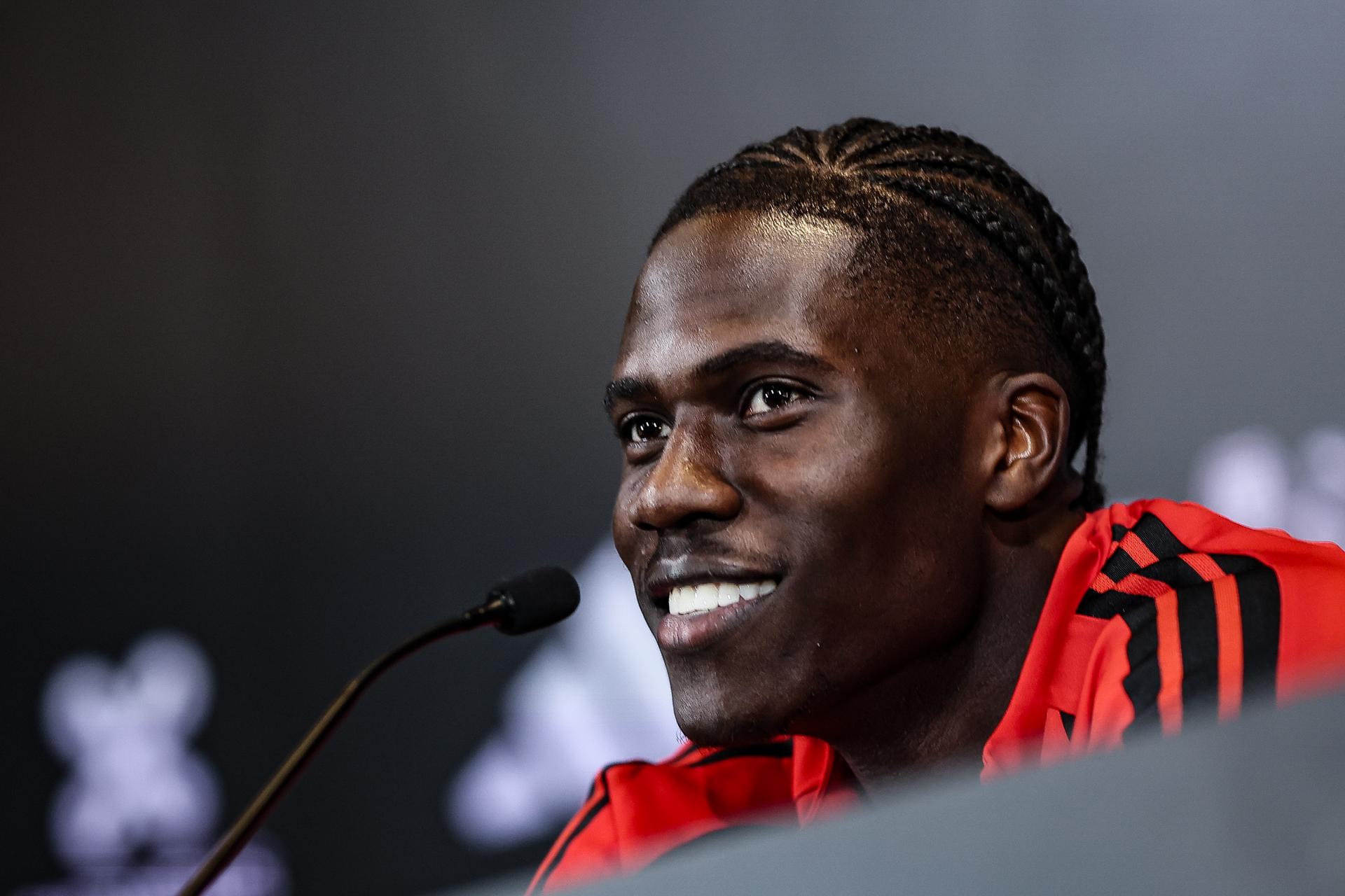 Belgium's Amadou Onana pictured during a press moment of the Red Devils, the Belgian national soccer team, at the Proximus Basecamp in Tubize, Wednesday 12 November 2025. The team is preparing for the matches against Kazachtstan (15/11) and Liechtenstein (18/11). BELGA PHOTO BRUNO FAHY