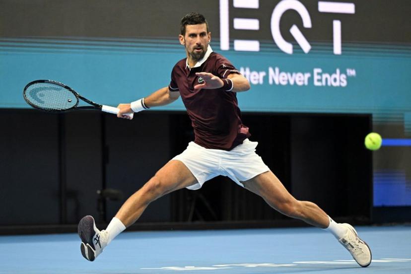 Serbia's Novak Djokovic hits a return to Australia's Alex de Minaur during the men's singles final at the China Open tennis tournament in Beijing on October 6, 2026. Greg Baker / AFP