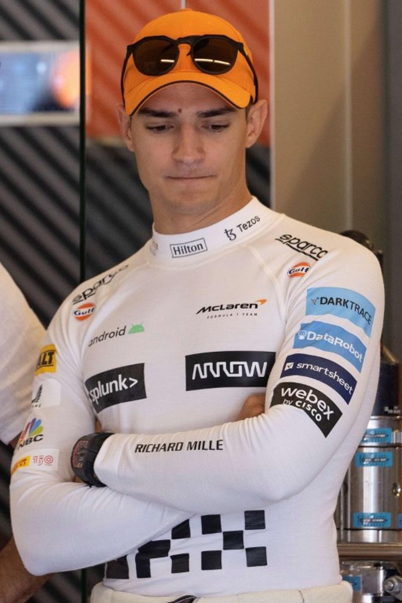 McLaren's Spanish driver Alex Palou waits in the garage during the first practice session for the Formula One United States Grand Prix practice session at the Circuit of the Americas in Austin, Texas, on October 21, 2022. Jim WATSON / AFP