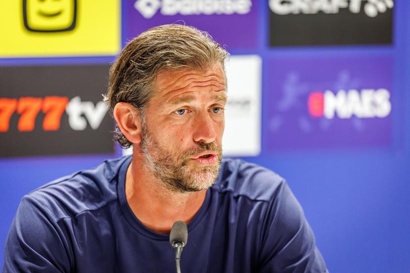 Gent's head coach Rik De Mil pictured during a press conference of Belgian first league team KAA Gent on Wednesday 12 August 2026 in Gent, Belgium. Gent will play tomorrow a second leg game against IFK Göteborg in the third qualifying round of the UEFA Conference League competition. BELGA PHOTO KURT DESPLENTER