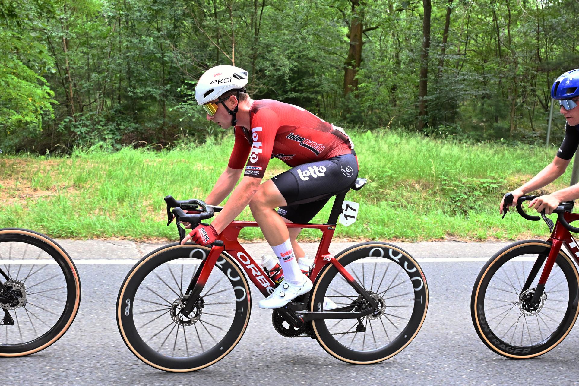 Live action photo of Belgian Luca Van Boven of Lotto-Intermarche at the Belgian Cycling Championships, on Sunday 28 June 2026 in Brasschaat. BELGA PHOTO POOL MAARTEN STRAETEMANS