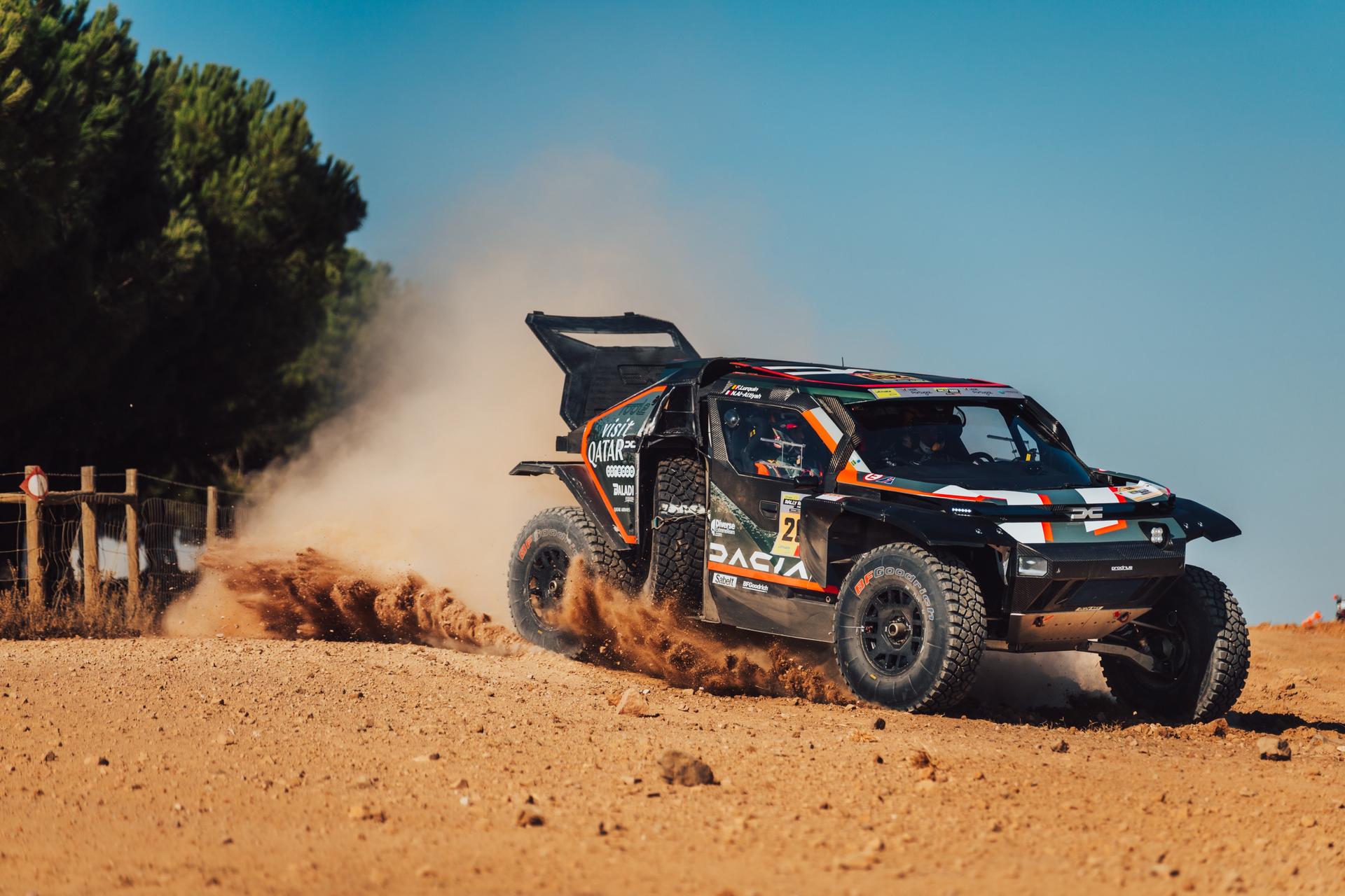 ATTENTION EDITORS - HAND OUT PICTURES - EDITORIAL USE ONLY - MANDATORY CREDIT 'DACIA SANDRIDERS CONTENT POOL' This handout picture, distributed by Eric Dupain, shows Nasser Al-Attiyah and Fabian Lurquin during stage 1 of the Portugal Rally Raid, stage 4 of the FIA FIM World Rally-Raid Championship, in Grandola, Portugal, on Wednesday 24 September 2025. BELGA PHOTO HANDOUT DACIA SANDRIDERS CONTENT POOL *** Belga and Belga Editorial Board decline all responsibility regarding the content of this picture. ***