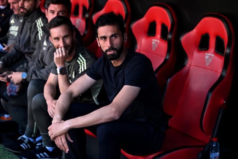 Real Madrid's Spanish coach Alvaro Arbeloa is seen before the Spanish league football match between Sevilla FC and Real Madrid CF at the Sanchez Pizjuan stadium in Seville on May 17, 2026. CRISTINA QUICLER / AFP