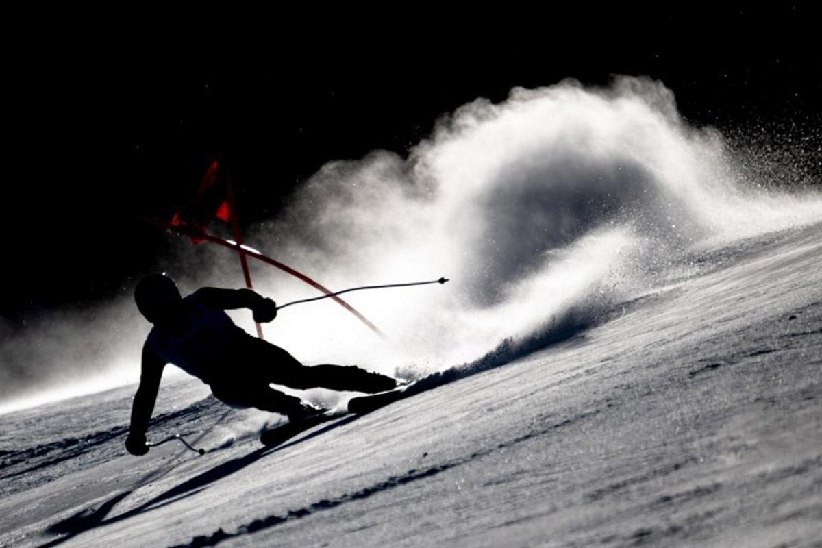 Ukraine's Ivan Kovbasnyuk takes part in the Men's Downhill training session of the FIS Alpine Ski World Championship 2023 in Courchevel, French Alps, on February 10, 2023. Fabrice COFFRINI / AFP
