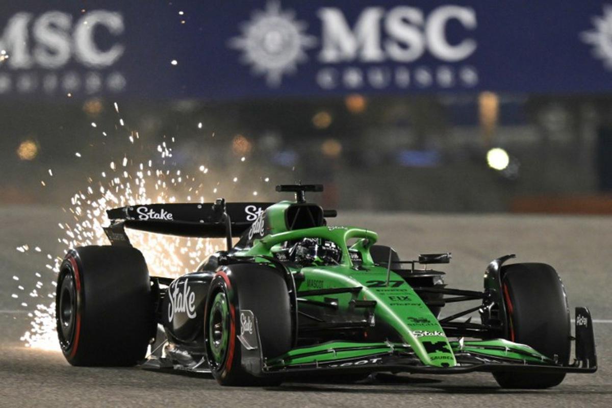 Kick Sauber's German driver Nico Hulkenberg drives during the qualifying session ahead of the Bahrain Formula One Grand Prix at the Bahrain International Circuit in Sakhir on April 12, 2025. Andrej ISAKOVIC / AFP