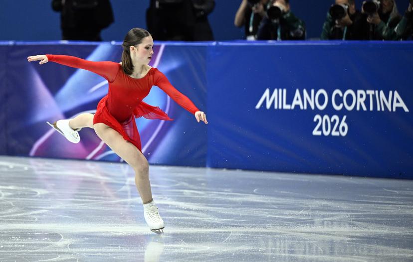 Belgian figure skater Nina Pinzarrone pictured in action during the free program of the Women's Figure Skating competition at the Milano Cortina 2026 Olympic Winter Games, on Thursday 19 February 2026 in Milan, Italy. The XXV Winter Olympics take place from 6 to 22 February 2026 in Italy. BELGA PHOTO JASPER JACOBS