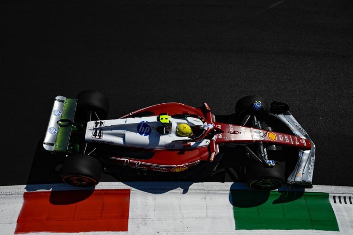Ferrari's British driver Lewis Hamilton races during the first practice session ahead of the Italian Formula One Grand Prix at the Autodromo Nazionale Monza circuit, in Monza, northern Italy, on September 5, 2025. Philippe Lopez / AFP
