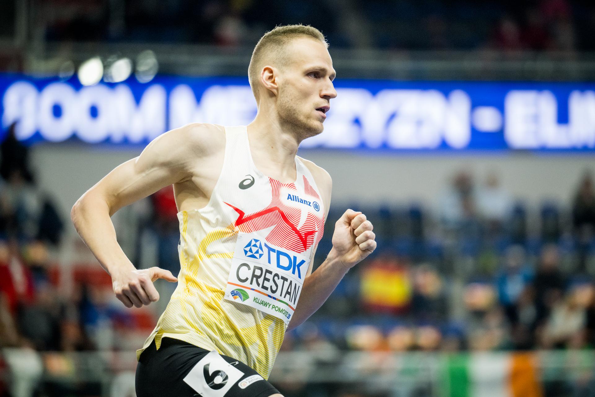 Belgian athlete Eliott Crestan pictured in action during the men's 800m, at the first day of the World Athletics Indoor Championship in Torun, Poland on Friday 20 March 2026. The championships take place from 20 to 22 March. BELGA PHOTO JASPER JACOBS