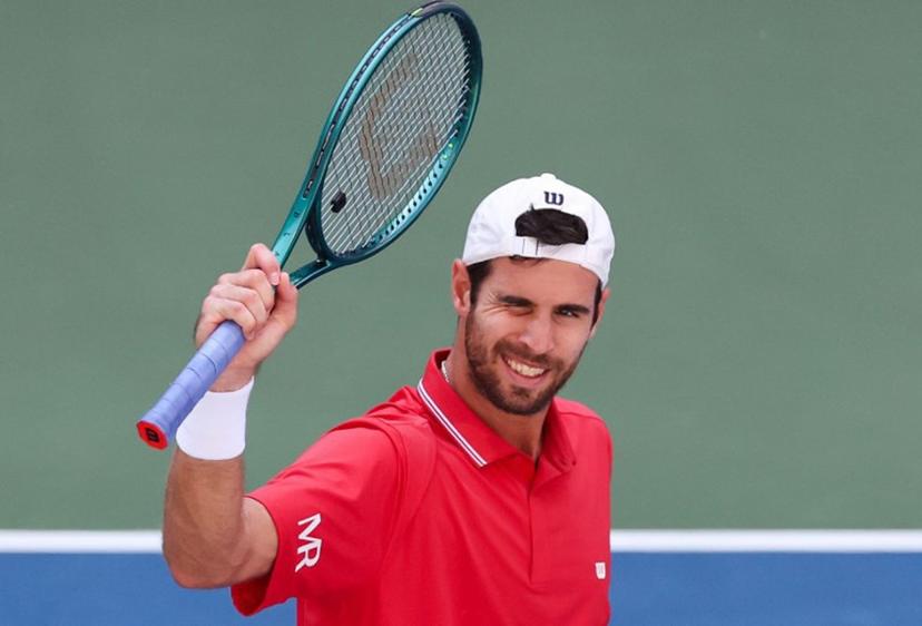 Russia's Karen Khachanov celebrates after defeating Canada's Felix Auger-Aliassime during their men's singles second round tennis match on day five of the US Open tennis tournament at the USTA Billie Jean King National Tennis Center in New York City on September 3, 2026. TIMOTHY A. CLARY / AFP
