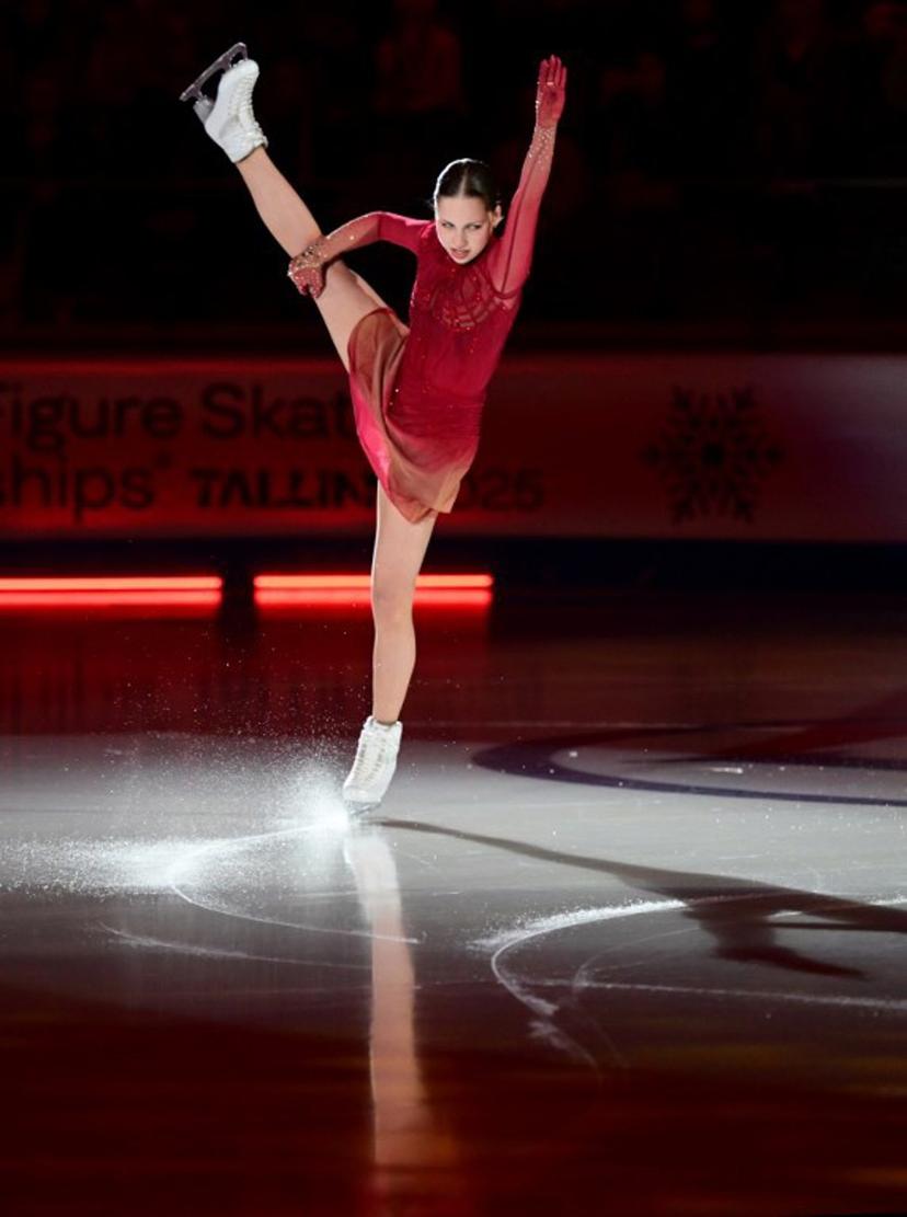 Nina Pinzarrone of Italy performs during the final Exhibition Gala event of the ISU Figure Ice Skating European Championships in Tallinn, Estonia on February 2, 2025. Daniel MIHAILESCU / AFP