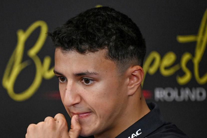 Red Bull Racing's French driver Isack Hadjar attends the driver's press conference ahead of the Formula One Hungarian Grand Prix at the Hungaroring circuit in Mogyorod near Budapest, Hungary, on July 23, 2026. Attila KISBENEDEK / AFP
