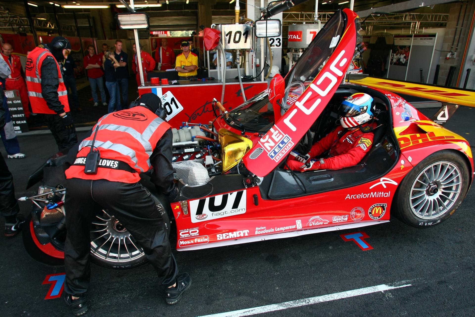 20080731 - FRANCORCHAMPS, BELGIUM: Car 101 of team Bas Leinders, Renaud Kuppens and Maxime Martin pictured during the free practice session at the Francorchamps race track, Thursday 31 July 2008, in Francorchamps near Spa. This weekend the 24hours race takes place. BELGA PHOTO MICHEL KRAKOWSKI