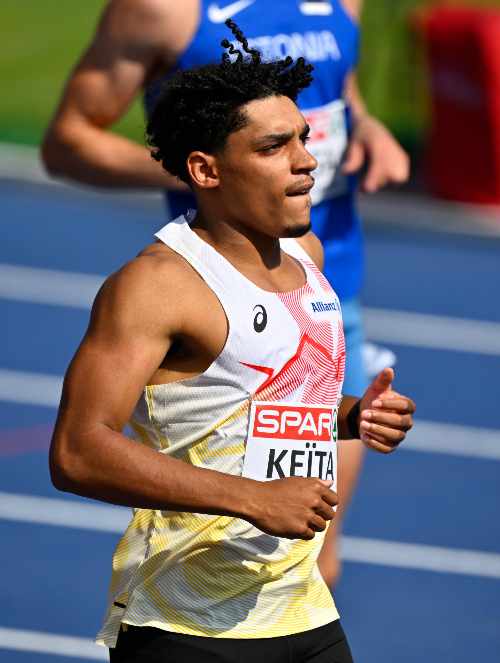 Belgian Dai Keita pictured during the 110m hurdles race of the men's decathlon competition, at the European Athletics Championships (August 10-18) in Birmingham, United Kingdom, on Thursday 13 August 2026. BELGA PHOTO ERIC LALMAND