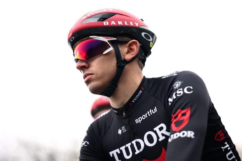 Tudor Pro Cycling Team's French rider Mathys Rondel waits for the start of the 1st stage of the Paris-Nice cycling race, 170.9 km between Achères and Carrières-sous-Poissy, on March 8, 2026. Anne-Christine POUJOULAT / AFP