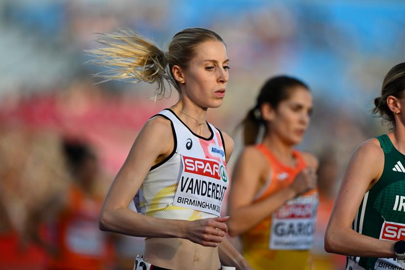 Belgium's Elise Vanderelst is pictured in action during the women's 5.000m event on the second day of the European Athletics Championships (August 10-18) in Birmingham, United Kingdom, on Tuesday 11 August 2026. BELGA PHOTO ERIC LALMAND