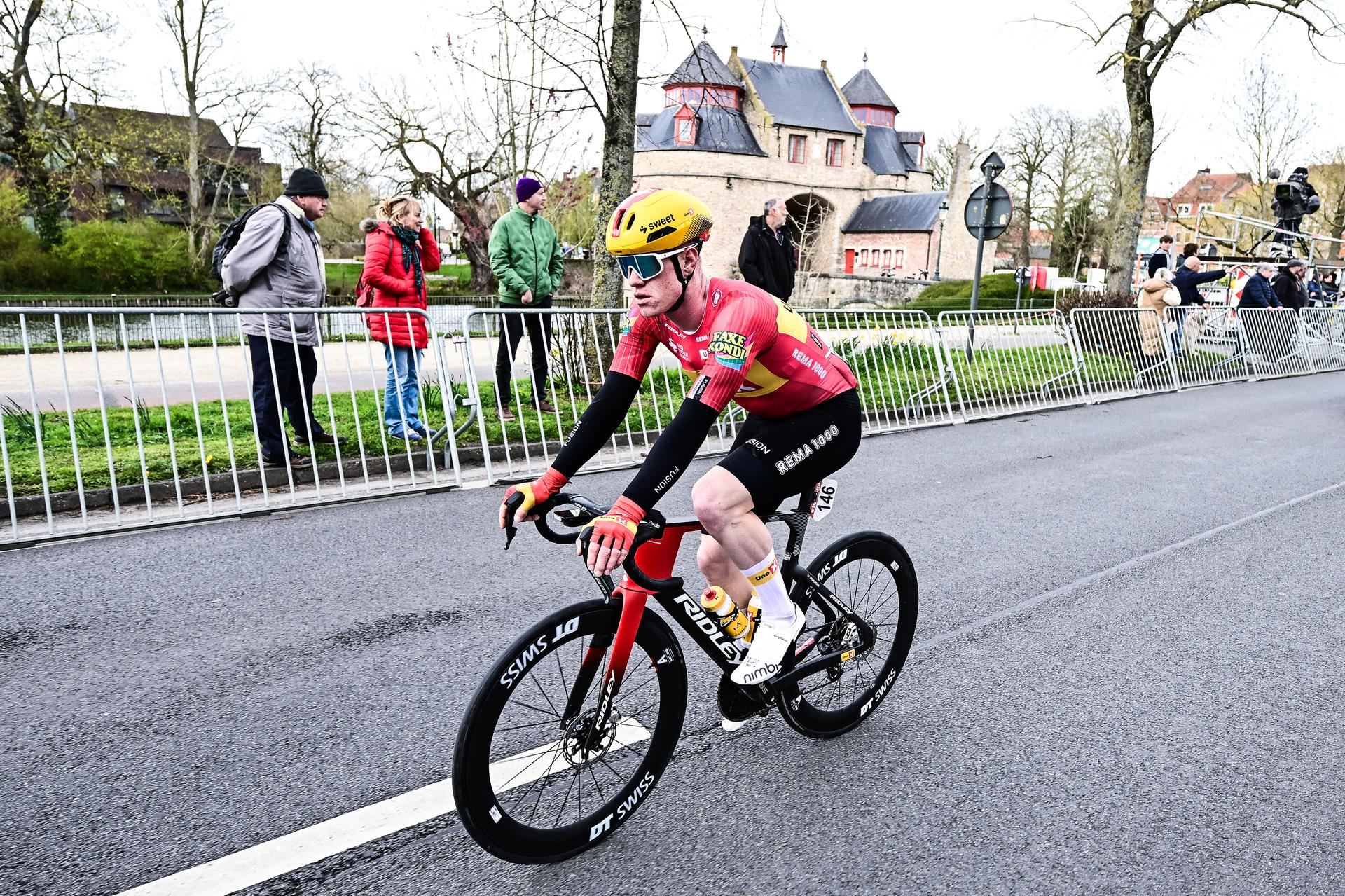Danish Henrik Pedersen of Uno-X Mobility pictured in action during the 'Ronde van Brugge' men's elite one-day cycling race, 202,9 km from and to Brugge on Wednesday 25 March 2026. BELGA PHOTO MAARTEN STRAETEMANS