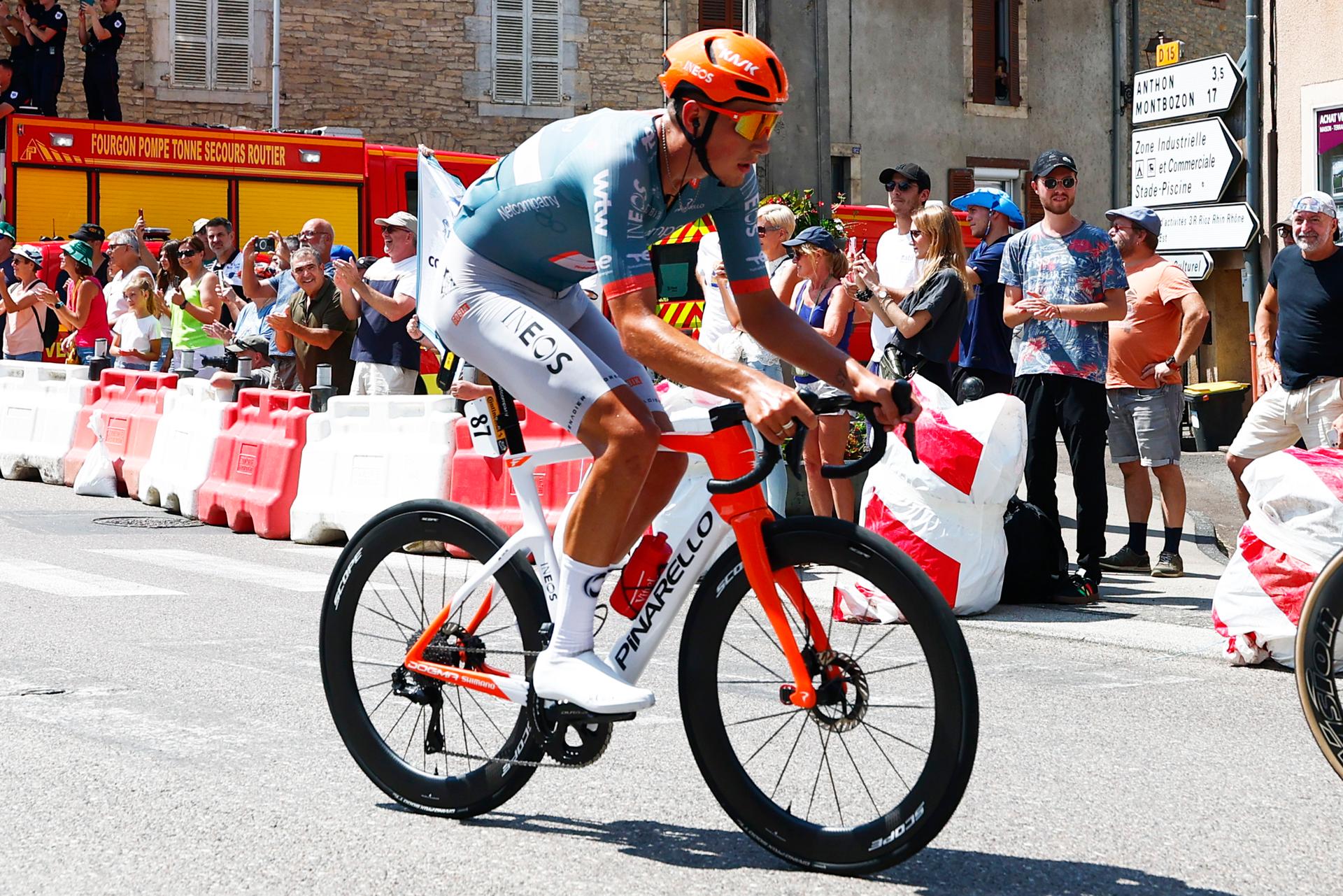 British Joshua Tarling of Netcompany-INEOS pictured in action during stage 13 of the 2026 Tour de France cycling race, a stage of 205km from Dole to Belfort, on Friday 17 July 2026. The 113th edition of the Tour de France starts on Saturday 4 July in Barcelona, Spain, and will finish in Paris, France on the 26th of July. BELGA PHOTO POOL LUCA BETTINI