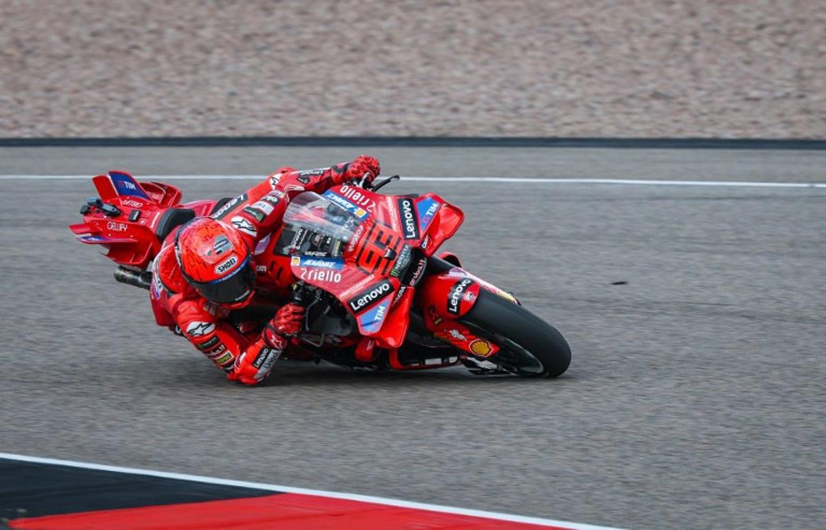 Ducati Lenovo Team's Spanish MotoGP rider Marc Marquez steers his bike during the race of the MotoGP German motorcycle Grand Prix at the Sachsenring racing circuit, in Hohenstein-Ernstthal near Chemnitz, eastern Germany on July 13, 2025. Ronny Hartmann / AFP