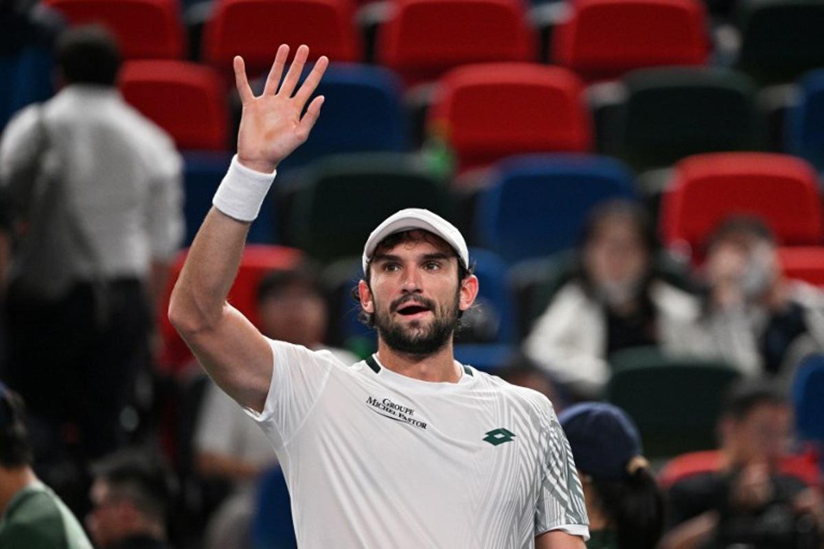 Monaco's Valentin Vacherot celebrates after winning against Argentina's Sebastian Baez during their men's singles match at the Shanghai Masters tennis tournament in Shanghai on October 10, 2026. Hector RETAMAL / AFP